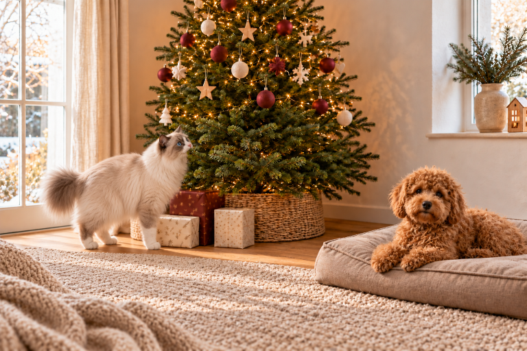 So bleibt der Weihnachtsbaum heil, auch mit Katze und Hund